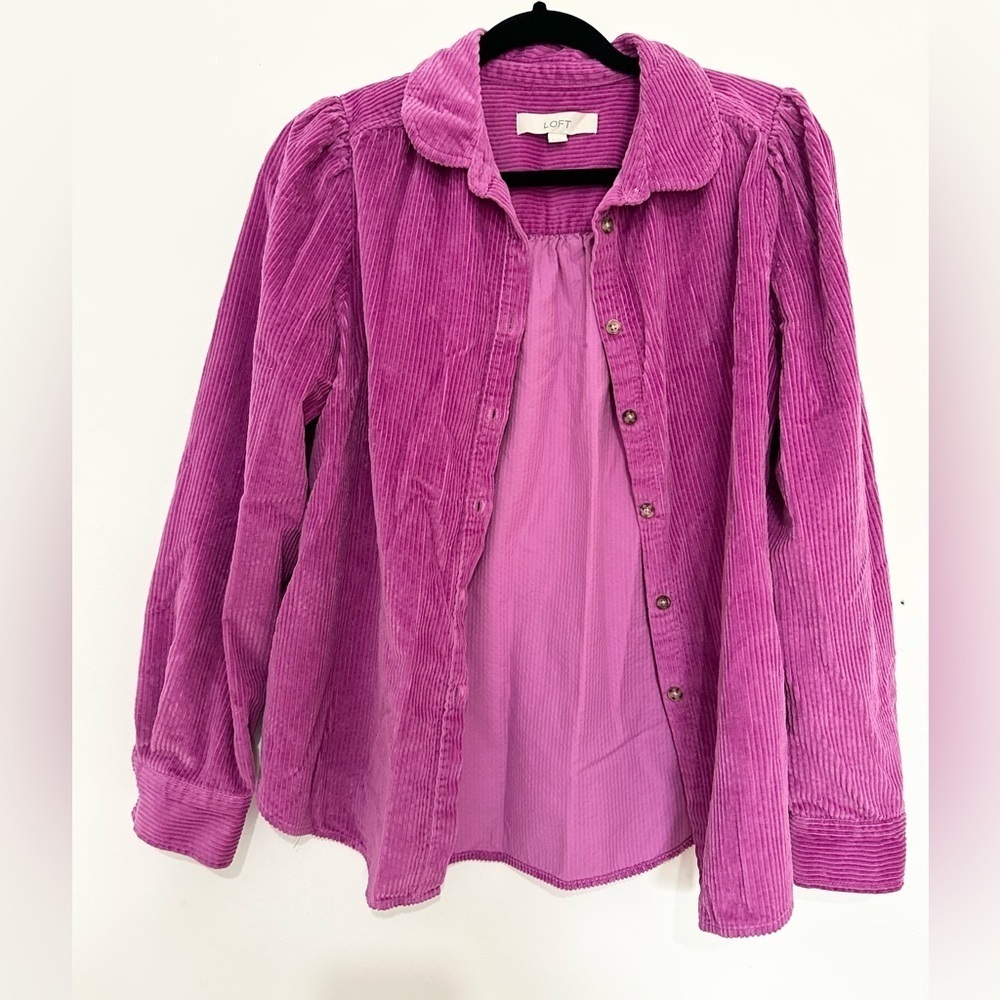 Ann Taylor button down corduroy pink magenta size small